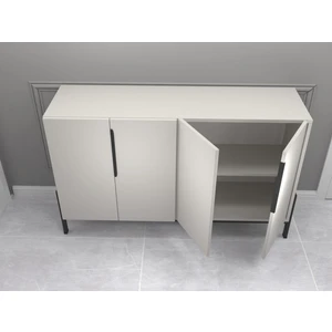 Mdflam Konsol Gri Kapaklı Klasör Dosya Dolabı Metal Ayaklı Tv Ünitesi Büfe Dresuar 142 x 38 x 85H  cm