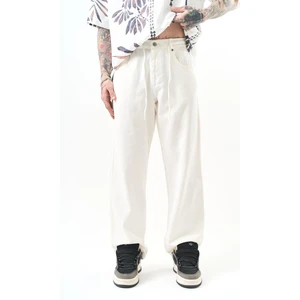 Erkek Parça Boya Baggy Pantolon Ekru