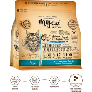Orıgınal Az Tahıllı Somon Balıklı ve Tavuk Etli Yetişkin Kedi Maması 2kg