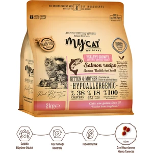 Orıgınal Az Tahıllı Somon Balıklı Yavru ve Anne Kedi Maması 2kg