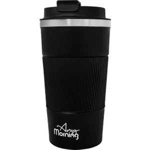 Any Morning BA21549 Paslanmaz Çelik Termos Mug 500 ml Siyah, Kaymaz Silikon Halka, Sızdırmaz Kapak