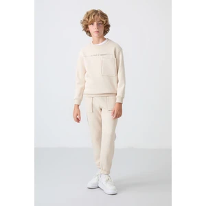 Tommy Life  Çam Yeşil Pamuklu Kalın Içi Tüylü Yumuşak Dokulu Standart Fit Baskılı Erkek Çocuk eşofman takım - 11257