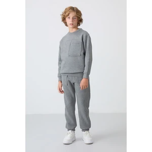 Tommy Life  Çam Yeşil Pamuklu Kalın Içi Tüylü Yumuşak Dokulu Standart Fit Baskılı Erkek Çocuk eşofman takım - 11257