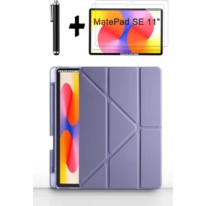 TEKNETSTORE Huawei Matepad Se 11'' Inç 2024 Uyumlu Kalem Bölmeli Standlı Kılıf + Ekran Koruyucu + Kalem 3'lü Set
