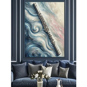 Mermer Üzerinde Flüt Dekoratif Kanvas - Mdf Ahşap Tablo
