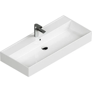 Aqua Bagno Plan Tezgah Üstü Kare Lavabo , 100 x 45 Cm. ,beyaz