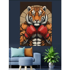 Boksör Kaplan Dekoratif Kanvas - Mdf Ahşap Tablo