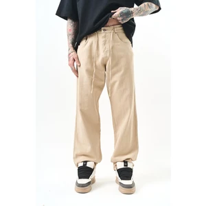 Erkek Parça Boya Baggy Pantolon Bej
