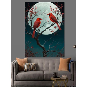 Ay Işığında Iki Kuş Dekoratif Kanvas - Mdf Ahşap Tablo