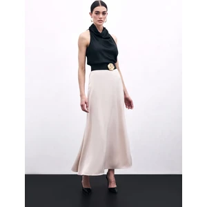 Uzun Saten Etek - Bej