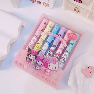 Kawaii Sanrio Karakterler Fosforlu Kalem Seti 6'lı Hello Kitty My Melody Kuromi