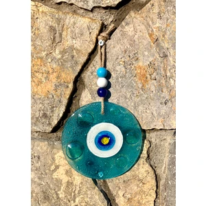 Balkon Süsü Duvar Dekorasyonu Baloncuklu Açık Mavi El Yapımı Nazar Boncuğu 16 cm