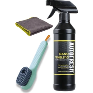 Autofresh Nano Temizleyici 500 ml Set Yeni Formül Güçlü Etki Mikrofiber Bez ve Hazneli Fırça Hediyeli