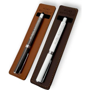 Öğretmenler Günü Günlük Hediyelik 2'li Isme Özel El Yapımı Deri Kılıflı Touch Pen Kalem Seti