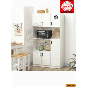 Mobilyanı Tasarla TAMAMI MDF 6 Kapaklı Fırın Bölmeli Açık Raflı Çok Amaçlı Mutfak Dolabı