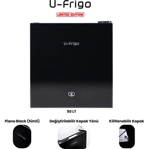 U-Frigo 50 Lt 12-24v Marin/Karavan Kompresörlü Buzdolabı Temperli Cam Kapak Limited Edition Siyah