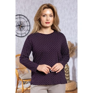 Kadın Yeni Model Yüksek Kalite Yuvarlak Yaka Orta Yaş Anne Penye Bluz 6547