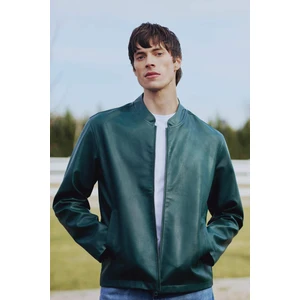 Su İtici Slim Fit Dar Kesim Dik Yaka Fermuarlı Suni Der Ceket Mont D8525AX25SP