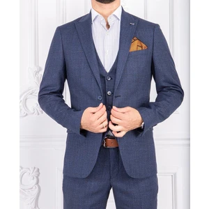 Paco Romano Erkek Slim Fit Sivri Yaka Mavi Yelekli Takım Elbise