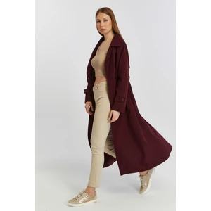 Bordo Oversize Rüzgarlık Detaylı Trençkot