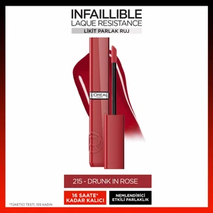 L'Oréal Paris Infaillible Laque Resistance Likit Parlak Ruj - 215 Drunk In Rose