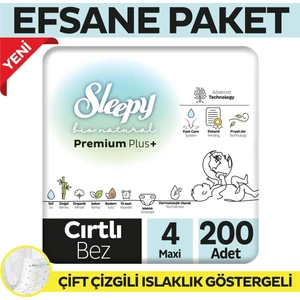 Bio Natural Premium Plus Efsane Paket Bebek Bezi 4 Numara Maxi 200 Adet