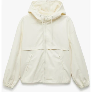 Kapüşonlu Uzun Kollu Fermuarlı Deri Görünümlü Yağmurluk