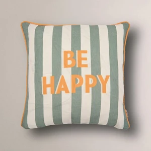 Be Happy Baskılı Renkli Tasarım Kırlent Kılıfı