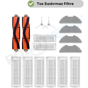 Xiaomi Mop 2 Pro (Beyaz) MJST1SHW UYUMLU Yedek Fırça Filtre Mop Seti-16 Parça