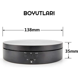 360 Derece Hız Ayarlı Otomatik Döner Motorlu Ürün Teşhir Fotoğraf Çekim Standı 138MM