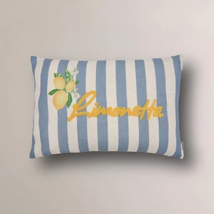 Limon Baskılı Punch Yazılı Dikdörtgen Kırlent Kılıfı