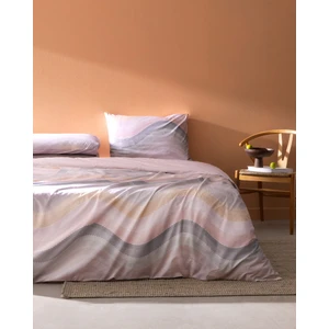 Suivre King Size %100 Pamuk Ranforce Baskılı Nevresim Takımı - Pudra/koyu Pudra