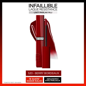 L'Oréal Paris Infaillible Laque Resistance Likit Parlak Ruj - 520 Berry Bordeaux