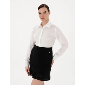 Pierre Cardin Kadın Ekru Comfort Fit Saten Uzun Kollu Gömlek 50313588-VR019