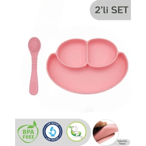 CKM Silikon 2li Bebek Beslenme Seti- Vakumlu Tabak Diş Kaşıyıcılı Kaşık
