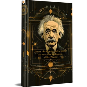 Albert Einstein Tasarımlı Çizgili Not Defteri – 13x21cm Sert Kapak 192 Sayfa