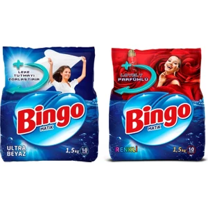 Matik Ultra Beyaz 1,5 kg + Renkliler 1,5 kg Toz Deterjan 2 Li Set
