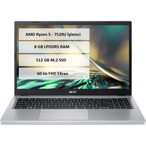 Aspire 3 A315-24P AMD Ryzen 5 7520 8GB 512GB SSD Freedos 15.6" Taşınabilir Bilgisayar NX.KDEEY.00E