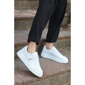 Zeno Beyaz Beyaz Garantili Dikişli Kalın Taban Bağcıklı Erkek Ortopedik Günlük Sneaker Spor Ayakkabı ZENO-7937