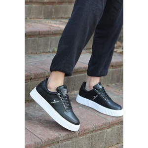 Zeno Siyah Beyaz Garantili Dikişli Kalın Taban Bağcıklı Erkek Ortopedik Günlük Sneaker Spor Ayakkabı ZENO-7937