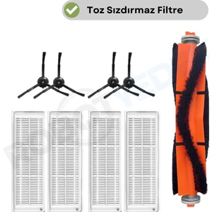 Xiaomi Mop 2 Pro (Siyah) MJST1SHW Uyumlu Yedek Mopsuz Fırça Hepa Filtre Seti-9 Parça