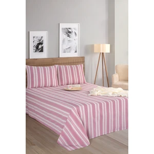 Sport Çizgili Çarşaf + Yastık Kılıfı  Seti Çift Kişilik Soft Line Bordo