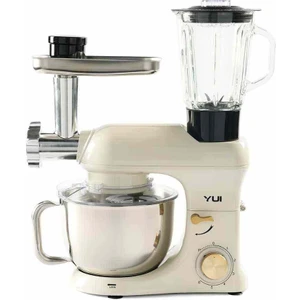 M200 Multi-Fonksiyonel 3'ü Bir Arada Döküm Gövde Stand Mikser Kıyma Setli ve Blender Özellikli 1800W Krem Gold