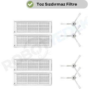 Xiaomi Mop 2 Pro (Beyaz) MJST1SHW Uyumlu Yedek Hepa Filtre Yan Fırça-8 Parça
