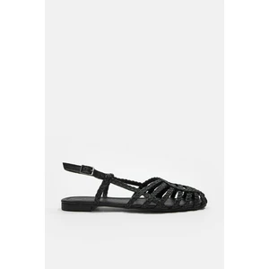 Sandra Siyah Hakiki Deri Kadın Sandalet