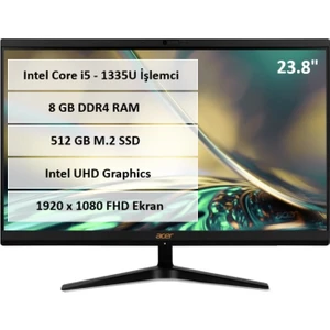 C24-1800 Intel Core i5 1335U 8GB 512GB Intel UHD Graphics 23.8 FHD FreeDos Siyah DTAME_DQ.BKMEM.006 All in One Bilgisayar