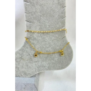 Altın Renk Yıldız Model Singapur ve Top Zincir Çelik Halhal - 3250