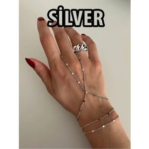 Nice Boutique Gümüş Renk Sf Ezme Zincir Gold Pullu Ince Zincir Çelik Şahmeran - 3220