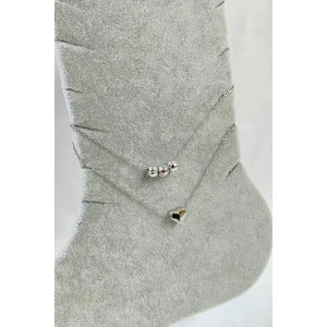 Gümüş Renk Dorika Kalp Model Sf Zincir Çelik Halhal - 3263