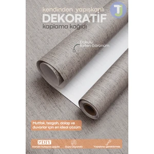 Kendinden Yapışkanlı Dokulu Keten Görünümlü Mutfak Salon Duvar Dolap Masa Kaplama 60 x 100 cm